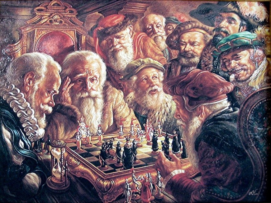 Gemälde Schach spielender Männer