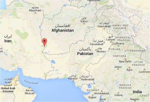 Landkarte Afghanistan, Iran, Pakistan, Nord-Indien