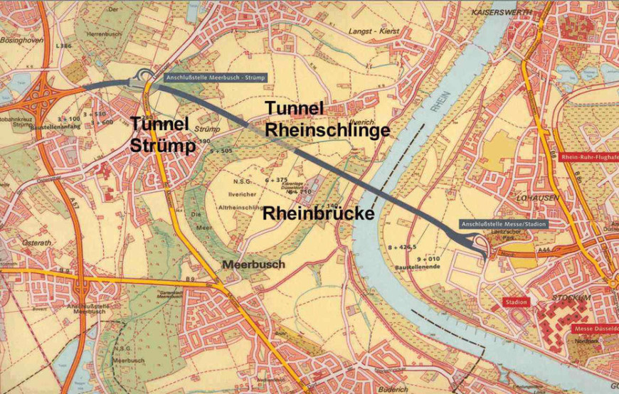 Landkarte und Plan zum Bau der Rheinbrücke